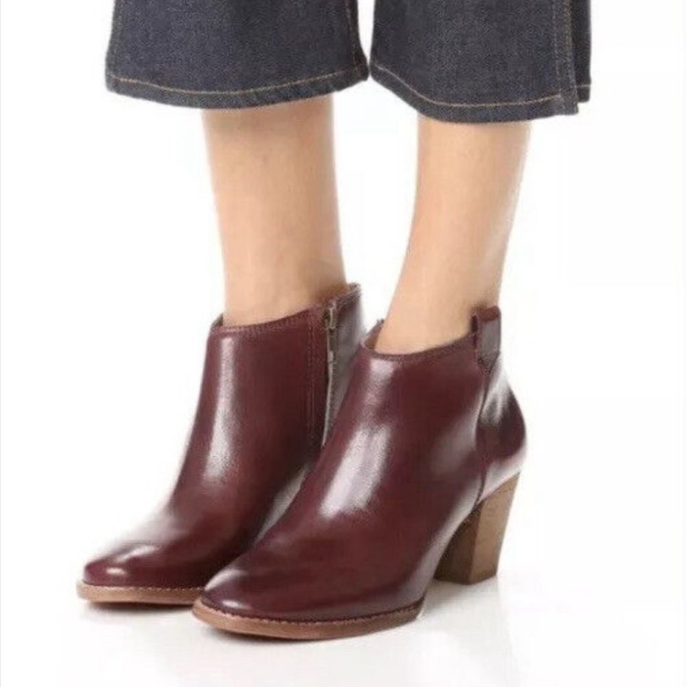 Madewell Billie Dark Cabernet Leather Heeled Boots
